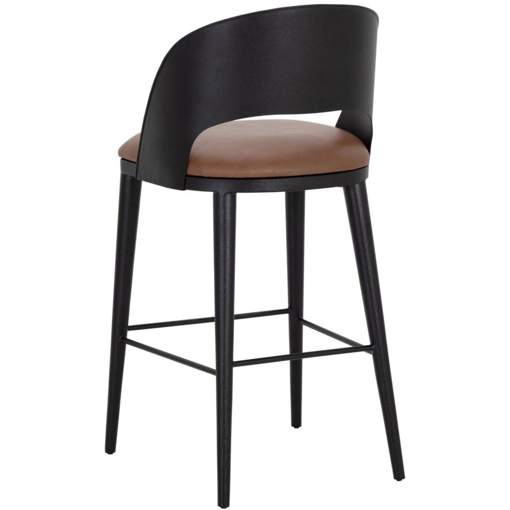 Dezirae Barstool - Black - Cognac Leather - Image 4