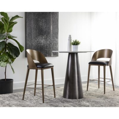 Dezirae Barstool - Antique Brass - Charcoal Black Leather 111052 111052 DEZIRAE BARSTOOL ANTIQUE BRASS CHARCOAL BLACK LEATHER 5