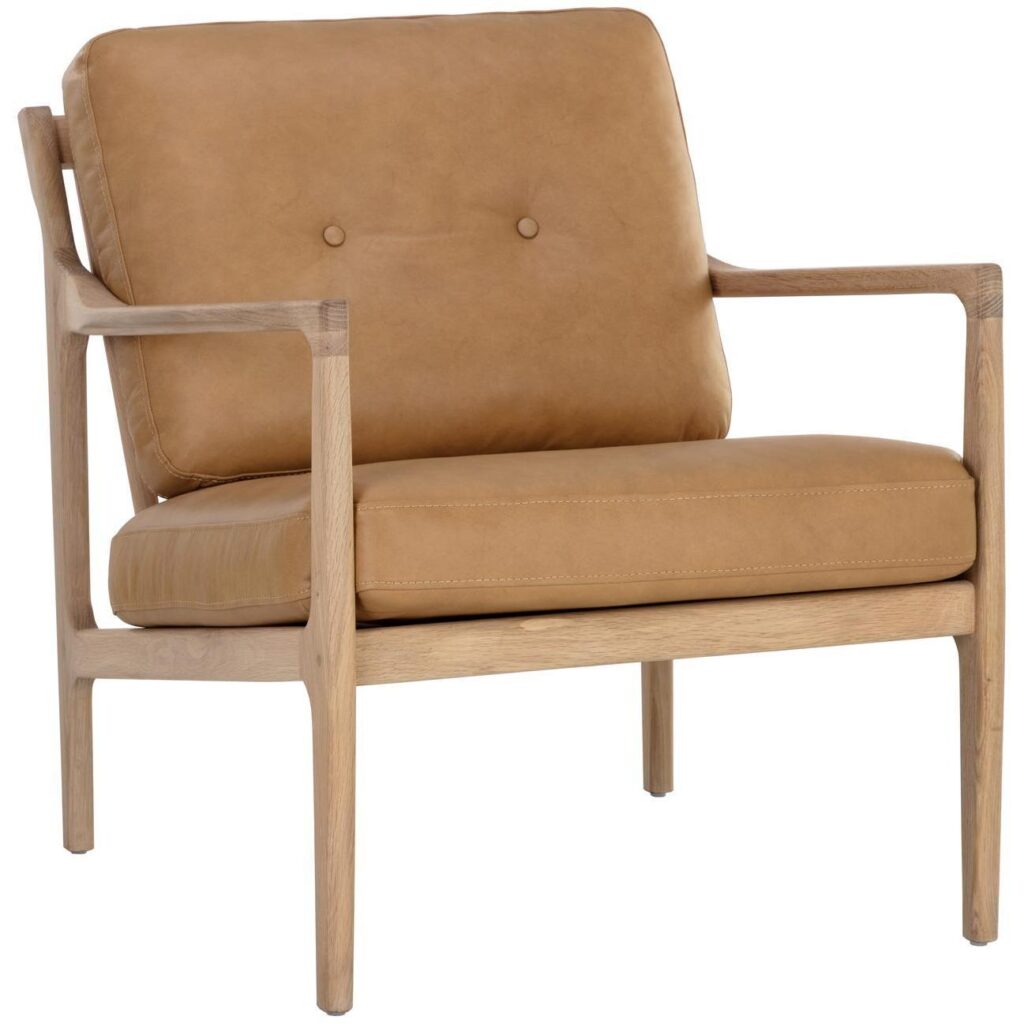 Gilmore Lounge Chair - Light Oak - Mojave Tan Leather