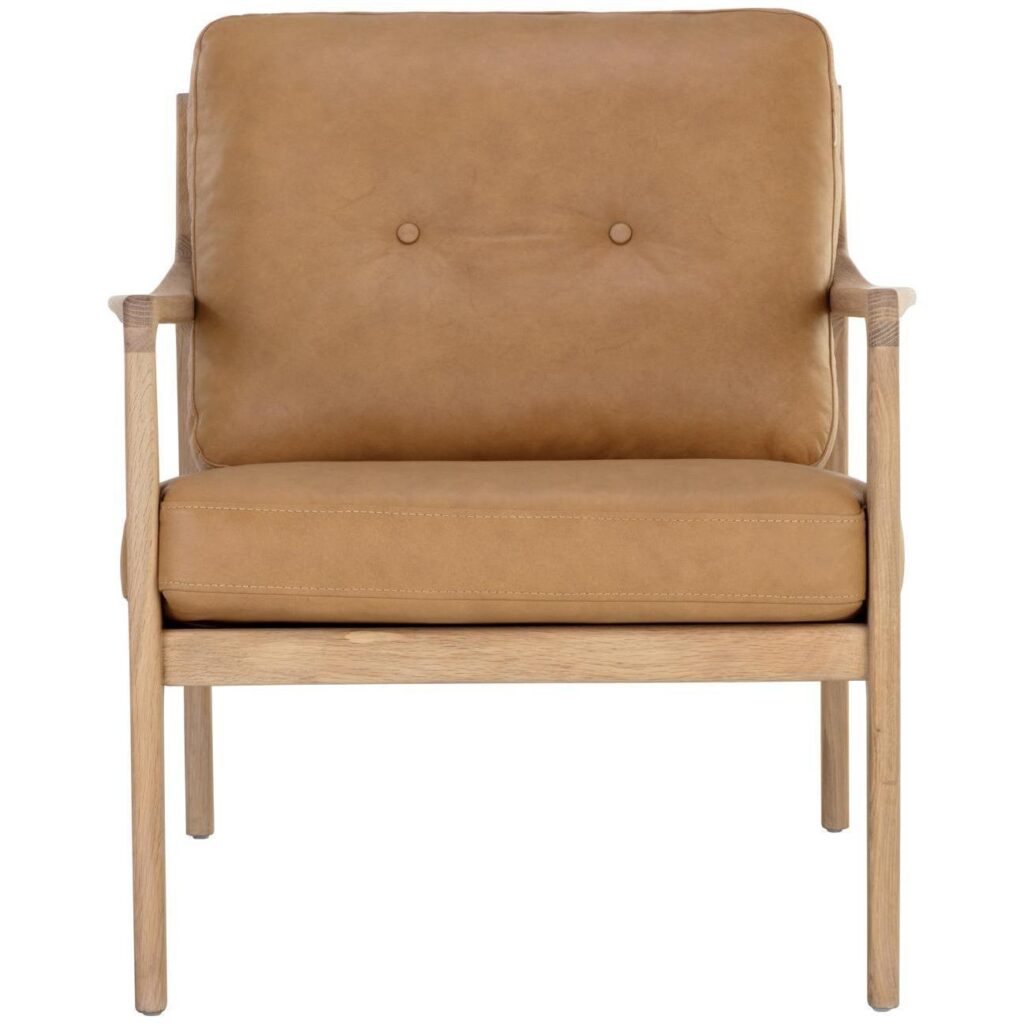 Gilmore Lounge Chair - Light Oak - Mojave Tan Leather - Image 2