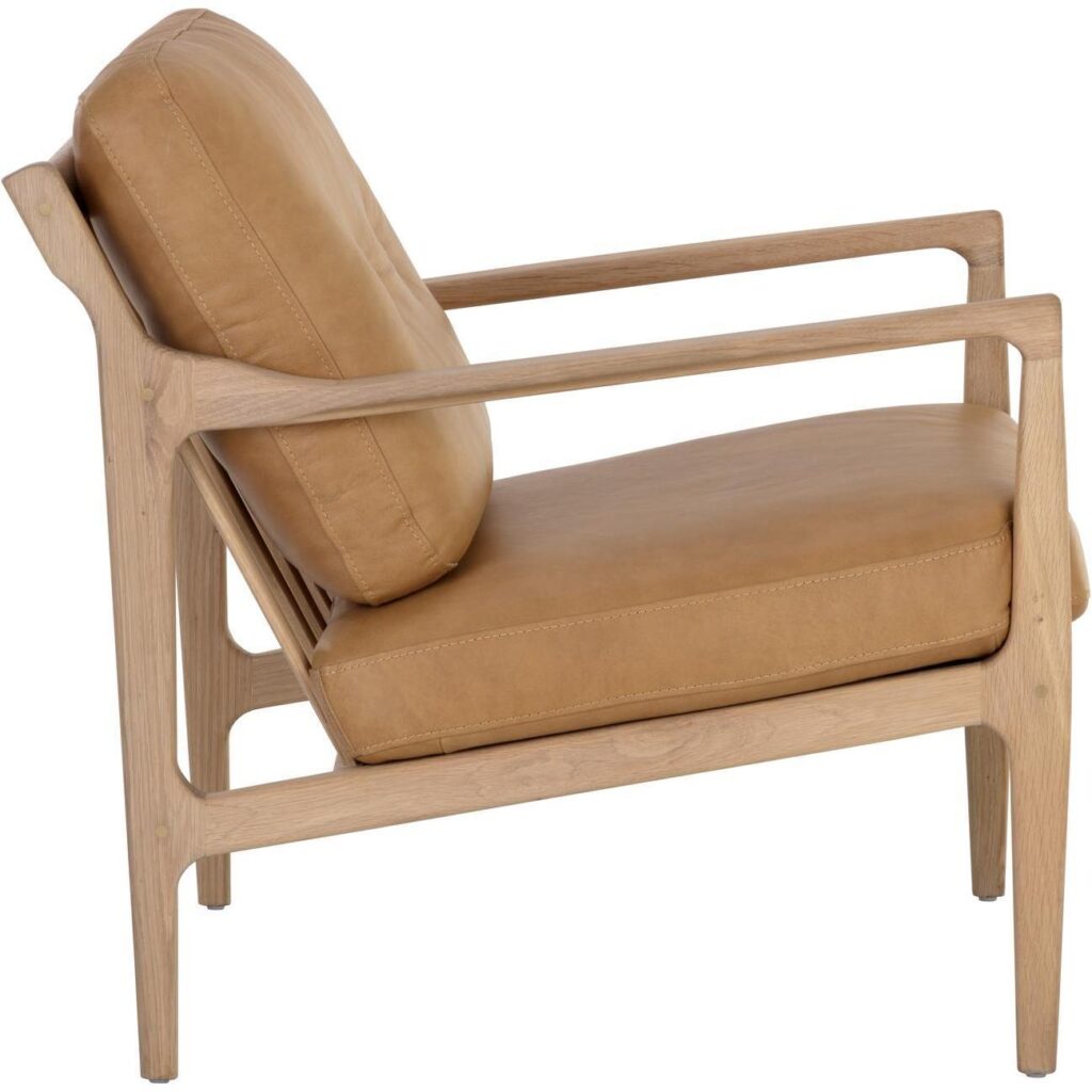 Gilmore Lounge Chair - Light Oak - Mojave Tan Leather - Image 3