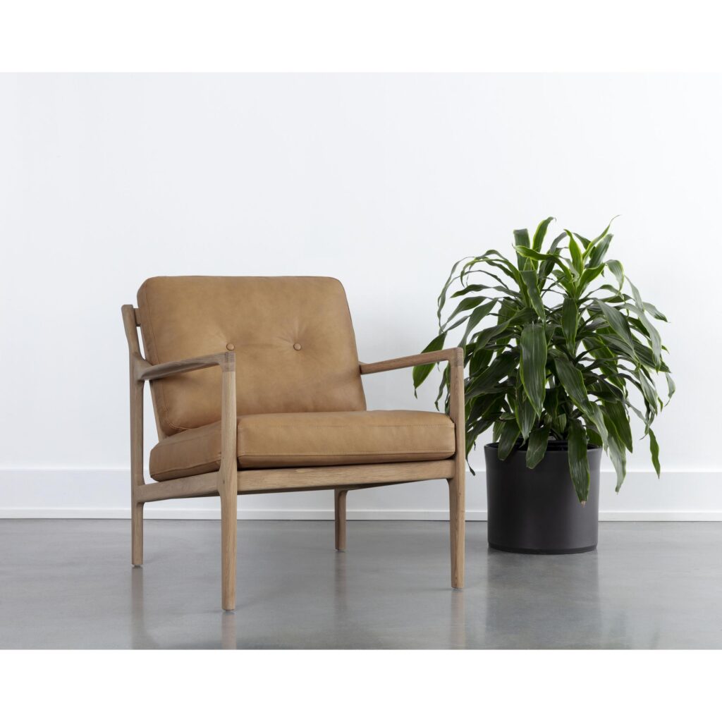 Gilmore Lounge Chair - Light Oak - Mojave Tan Leather - Image 13