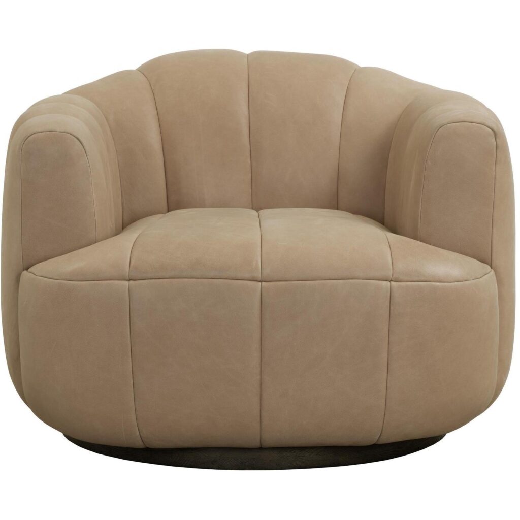 Tadeo Swivel Lounge Chair - Dark Brown - Sahara Sand Leather - Image 2