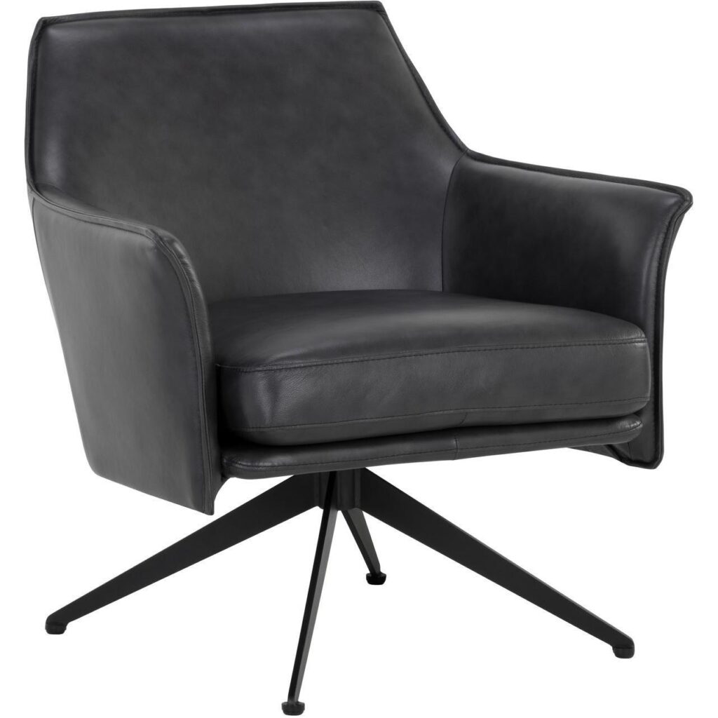 Crosby Swivel Lounge Chair - Alpine Black Leather