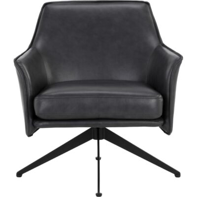 Crosby Swivel Lounge Chair - Alpine Black Leather 111085 111085 CROSBY SWIVEL LOUNGE CHAIR ALPINE BLACK LEATHER 1