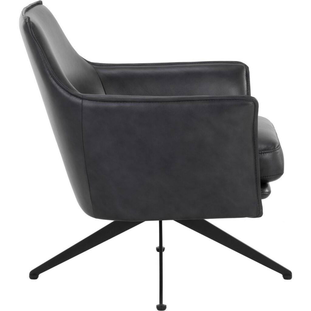 Crosby Swivel Lounge Chair - Alpine Black Leather - Image 3