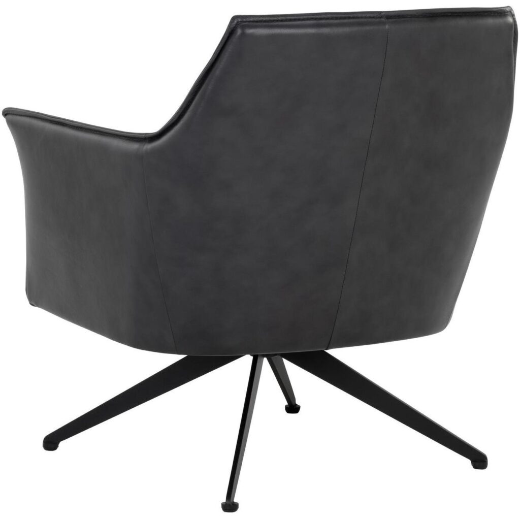 Crosby Swivel Lounge Chair - Alpine Black Leather - Image 4