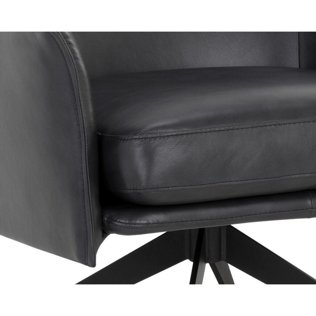 Crosby Swivel Lounge Chair - Alpine Black Leather - Image 6