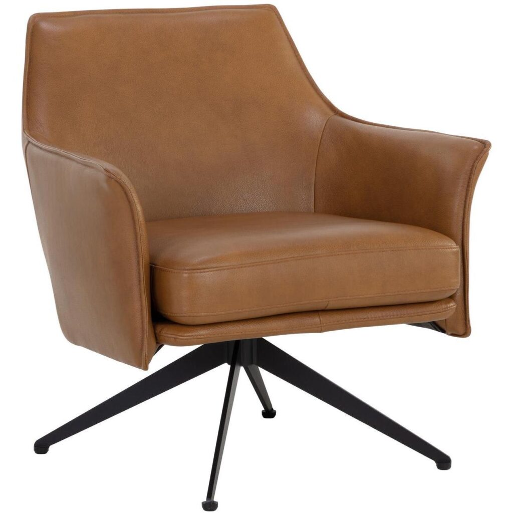 Crosby Swivel Lounge Chair - Missouri Cognac Leather