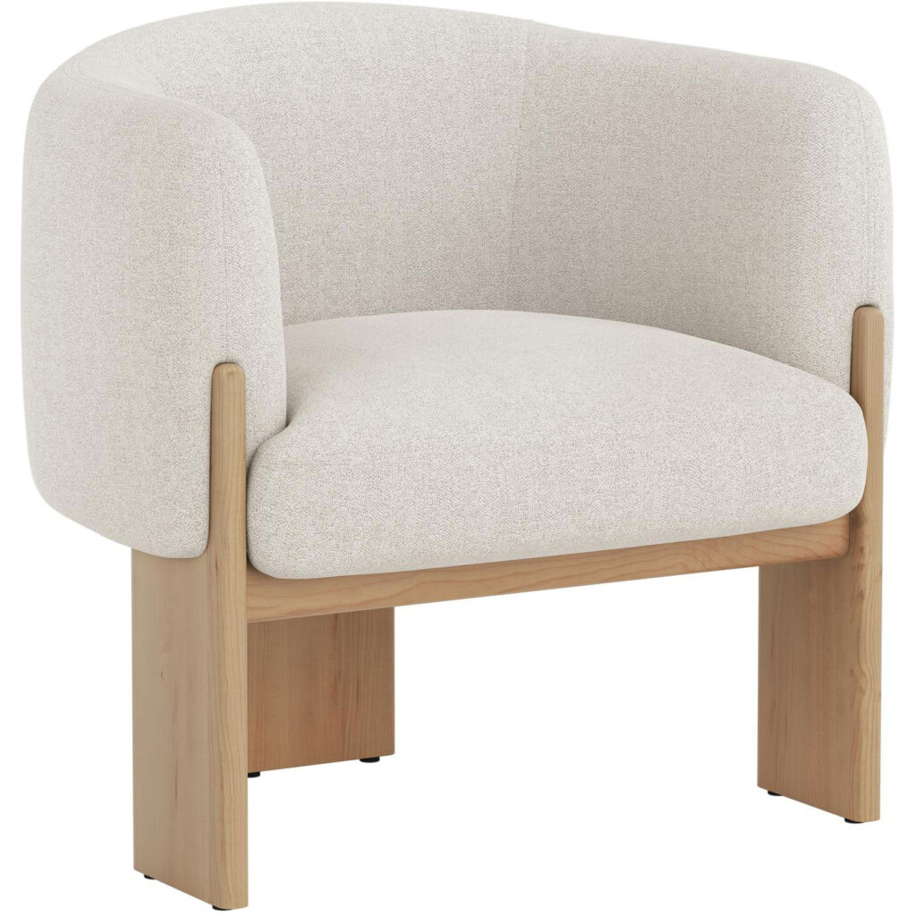 Trine Lounge Chair - Rustic Oak - Dove Cream