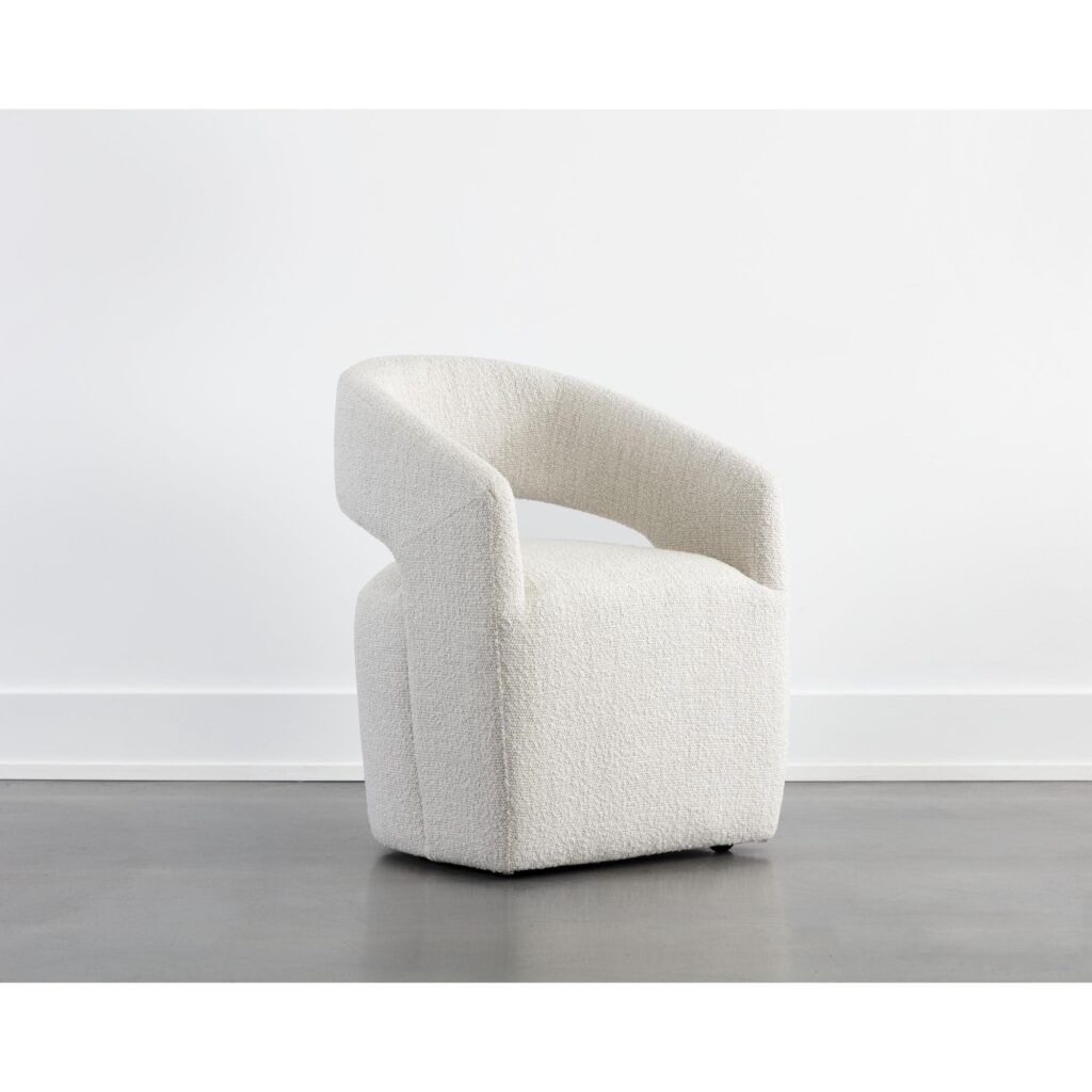 Lloret Wheeled Dining Armchair - Merino Pearl - Image 5