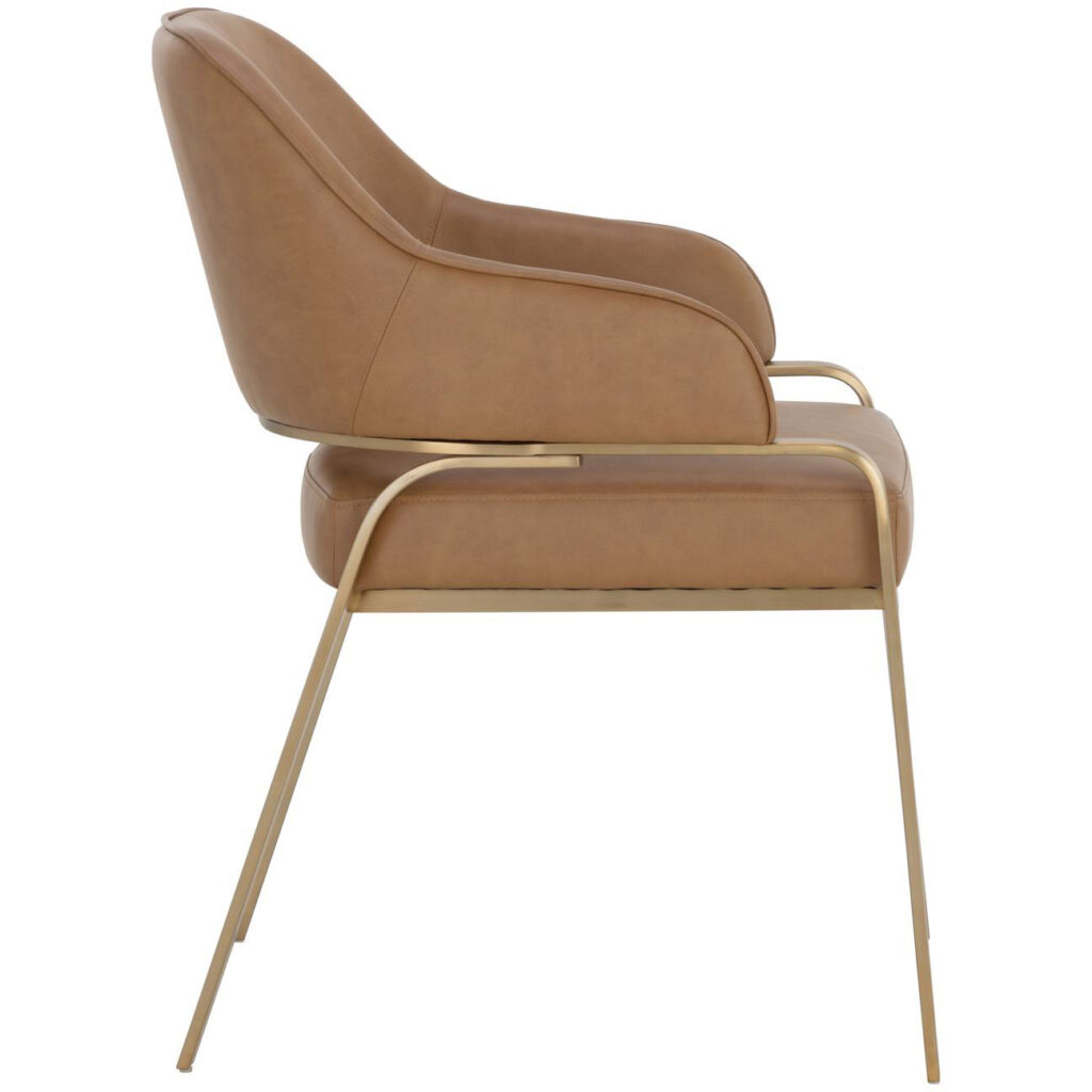 Malachi Dining Armchair - Milliken Cognac - Image 3