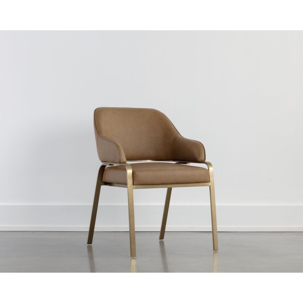 Malachi Dining Armchair - Milliken Cognac - Image 5