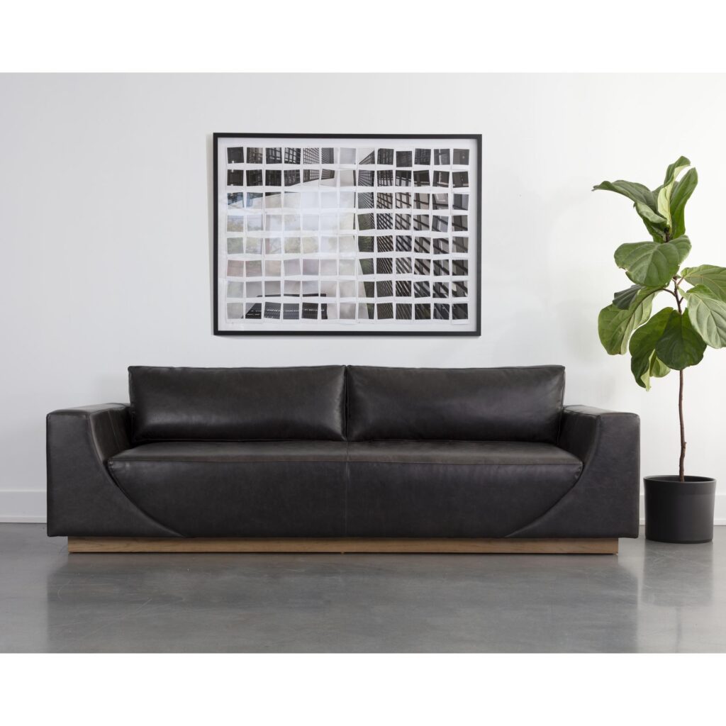 Anakin Sofa - Light Oak - Tuscany Warm Black Leather - Image 4