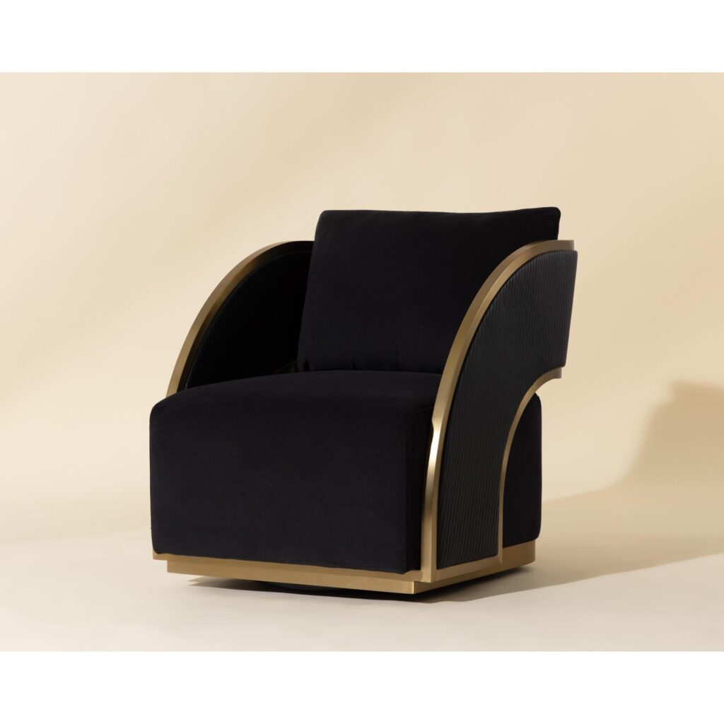 Baz Swivel Lounge Chair - Abbington Black / Napa Black