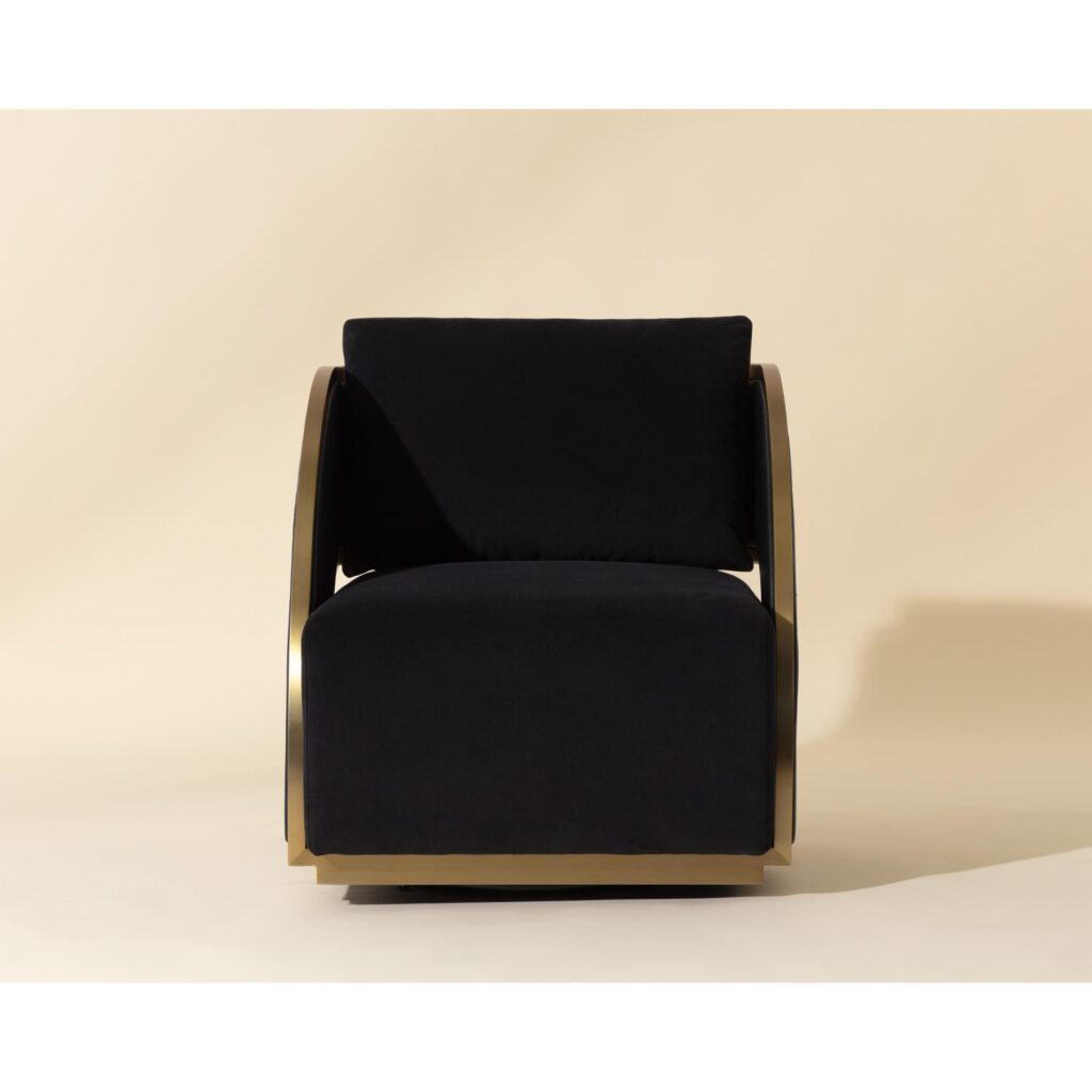 Baz Swivel Lounge Chair - Abbington Black / Napa Black - Image 2