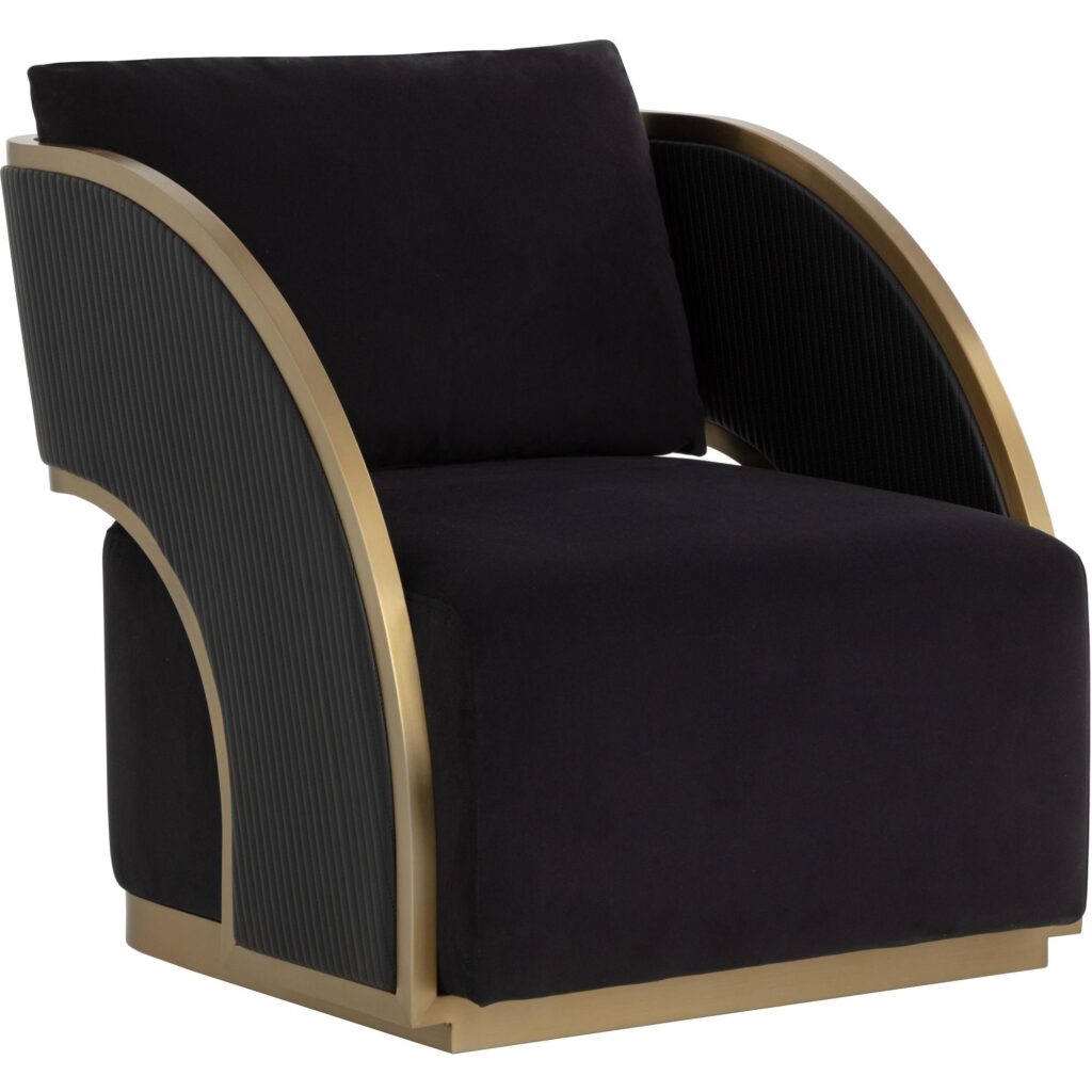 Baz Swivel Lounge Chair - Abbington Black / Napa Black - Image 7