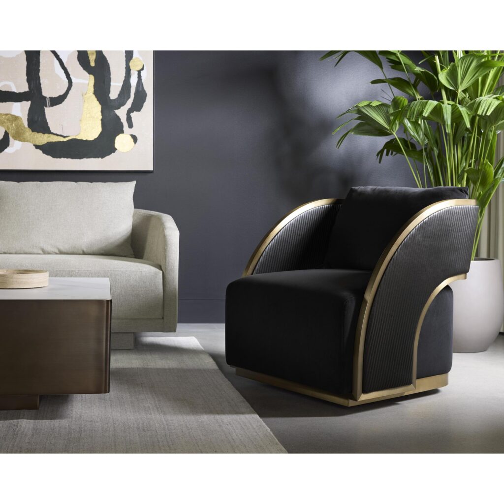 Baz Swivel Lounge Chair - Abbington Black / Napa Black - Image 5