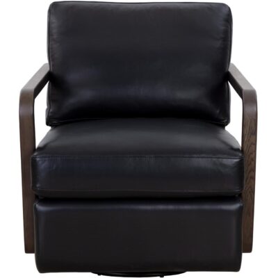 Castell Swivel Lounge Chair - Brown - Cortina Black Leather 111248 111248 CASTELL SWIVEL LOUNGE CHAIR BROWN CORTINA BLACK LEATHER 1