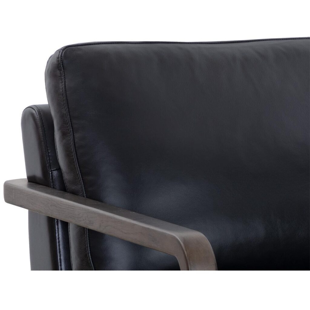 Castell Swivel Lounge Chair - Brown - Cortina Black Leather - Image 6