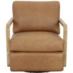 Castell Swivel Lounge Chair - Rustic Oak - Ludlow Sesame Leather 9 Castell Swivel Lounge Chair - Rustic Oak - Ludlow Sesame Leather 111249 111249 CASTELL SWIVEL LOUNGE CHAIR RUSTIC OAK LUDLOW SESAME LEATHER 1
