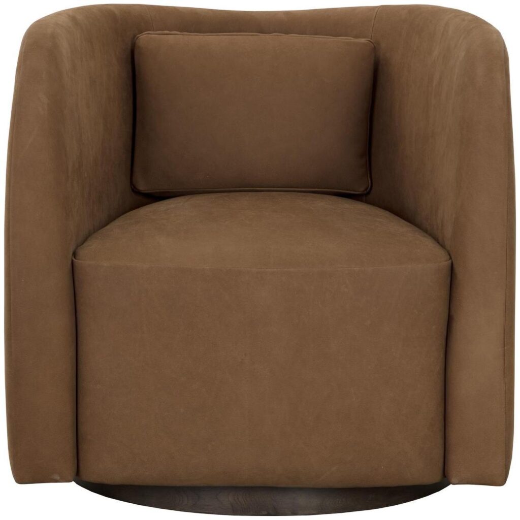 Emilie Swivel Lounge Chair - Nubuck Caramel Leather - Image 2