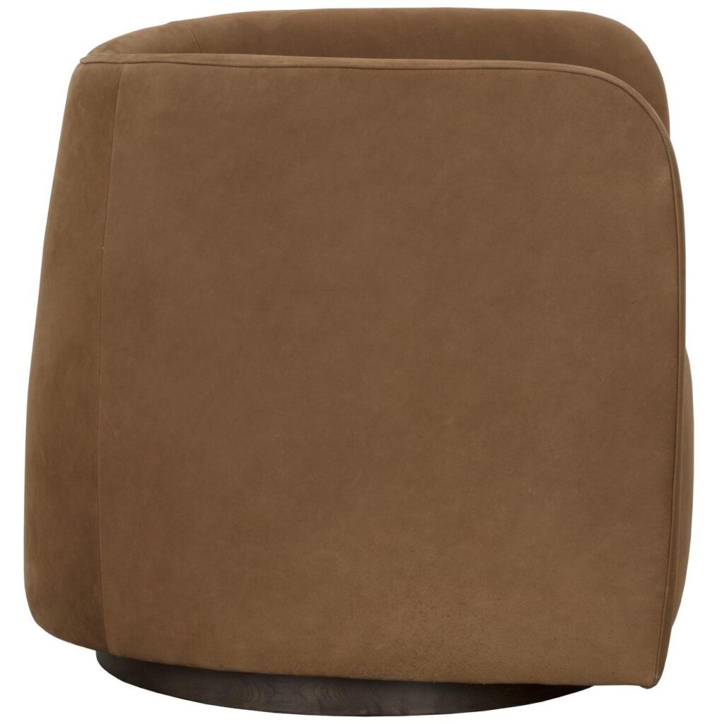 Emilie Swivel Lounge Chair - Nubuck Caramel Leather - Image 3