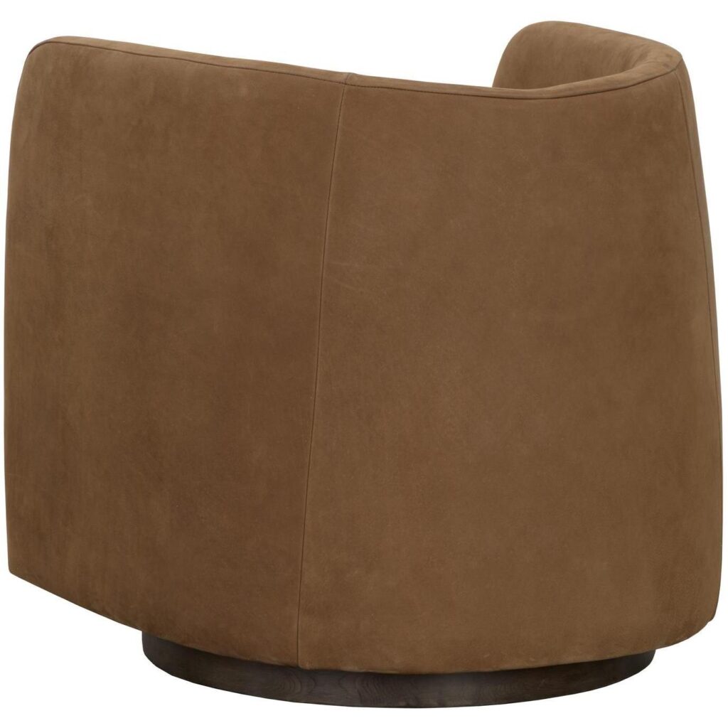 Emilie Swivel Lounge Chair - Nubuck Caramel Leather - Image 4