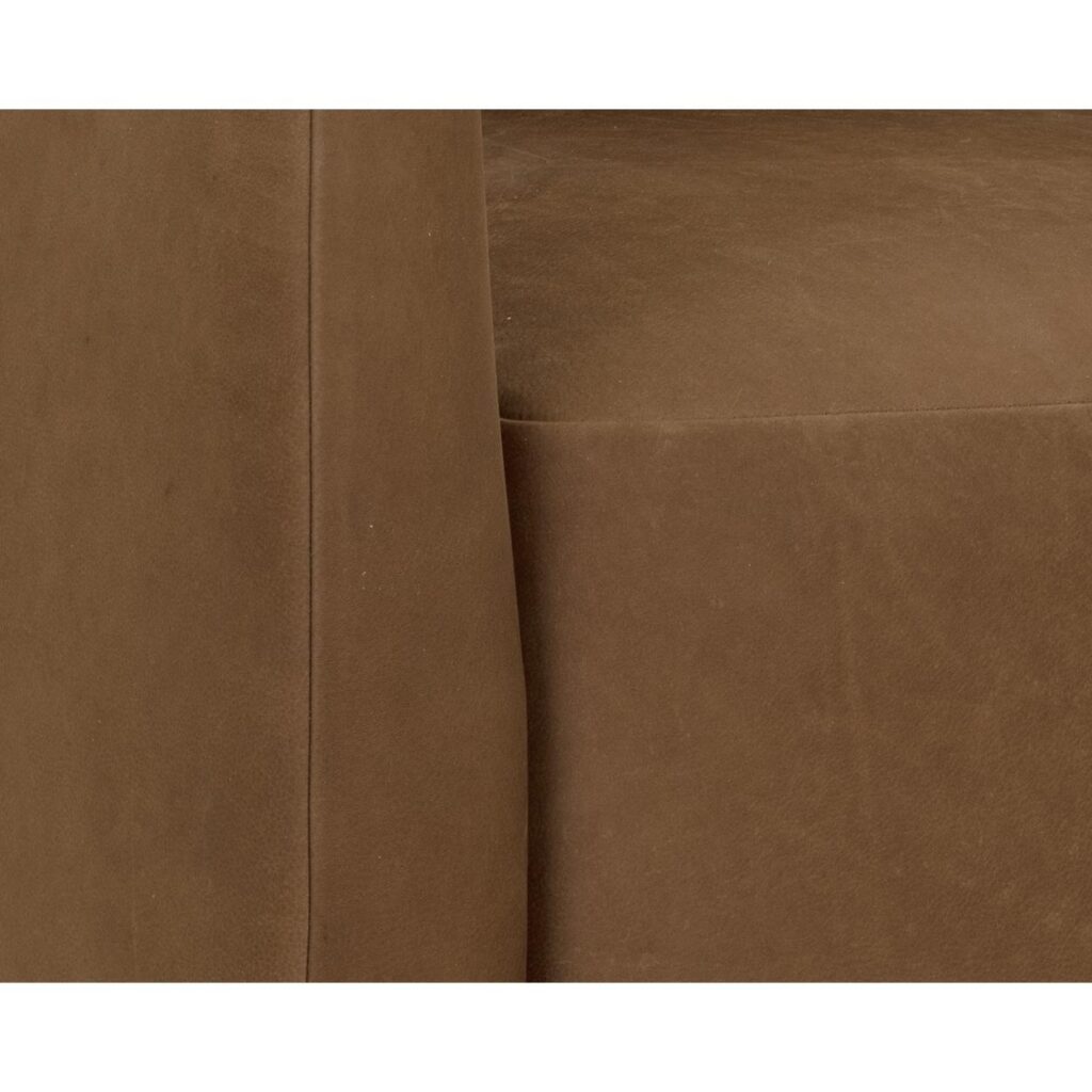 Emilie Swivel Lounge Chair - Nubuck Caramel Leather - Image 5