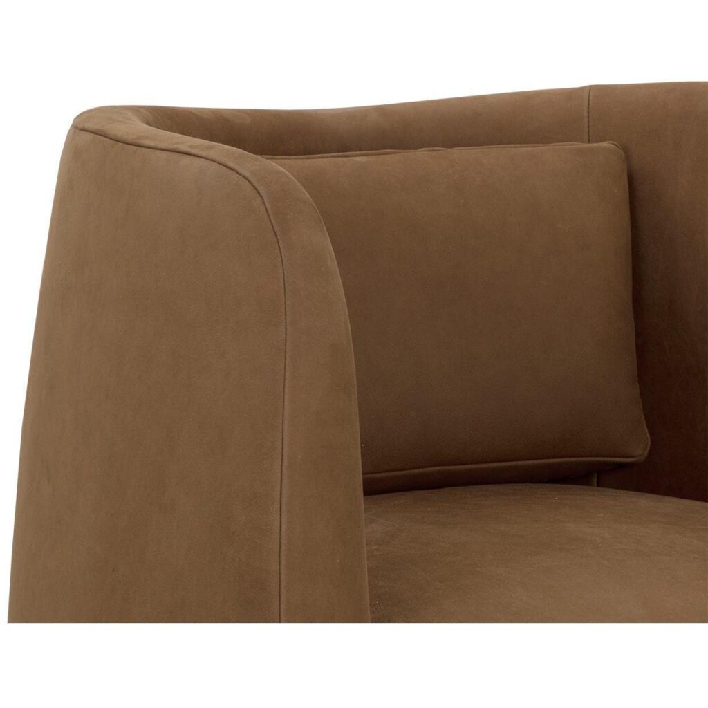 Emilie Swivel Lounge Chair - Nubuck Caramel Leather - Image 6