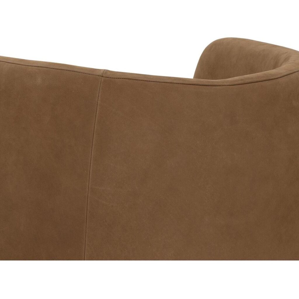 Emilie Swivel Lounge Chair - Nubuck Caramel Leather - Image 7