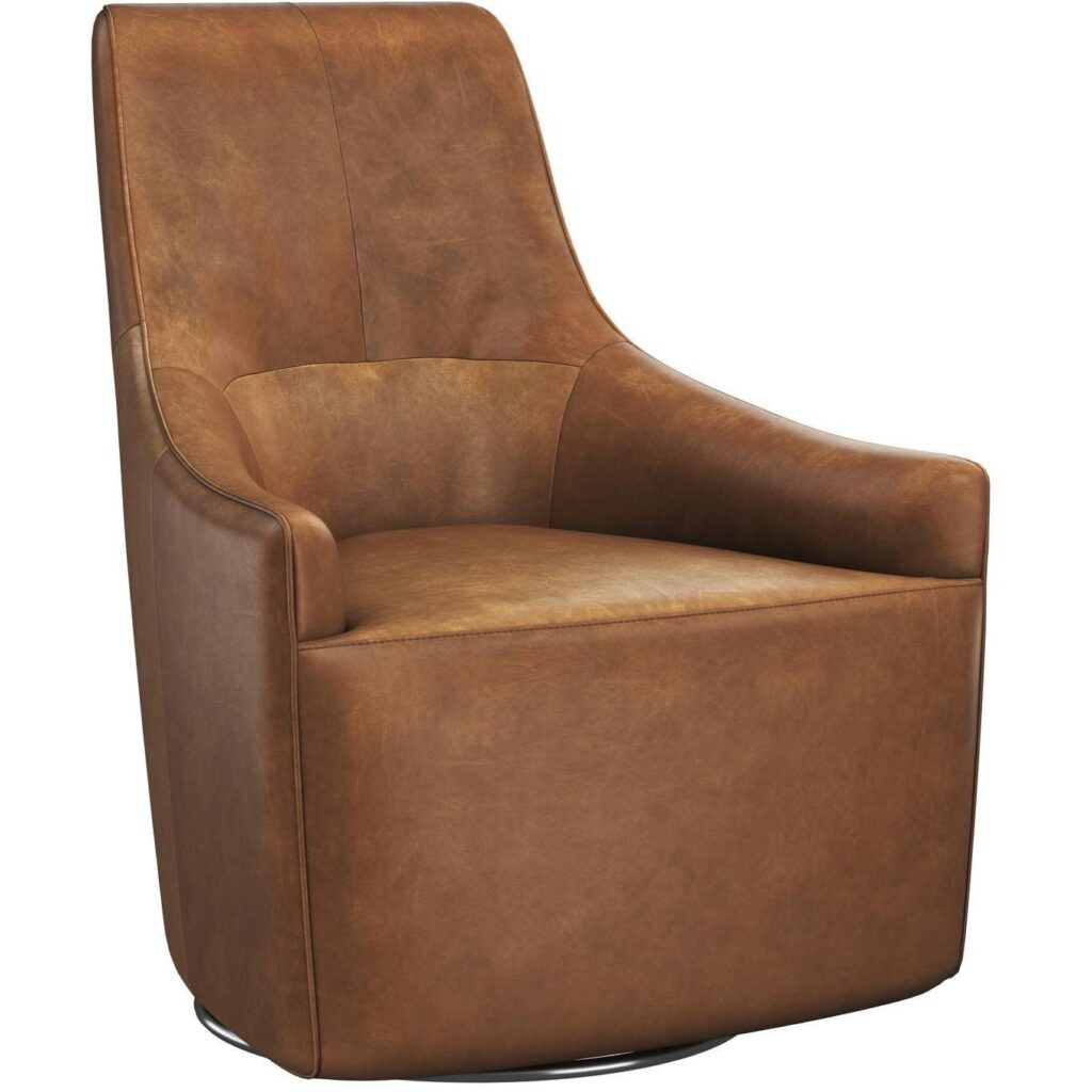 Carmine Swivel Lounge Chair - Cognac Leather