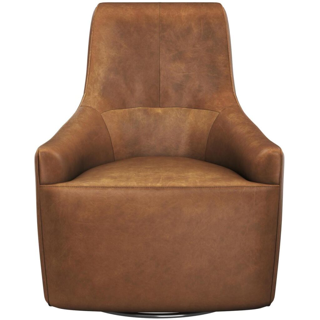 Carmine Swivel Lounge Chair - Cognac Leather - Image 2