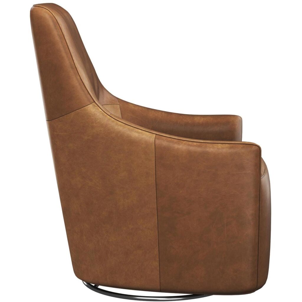 Carmine Swivel Lounge Chair - Cognac Leather - Image 3