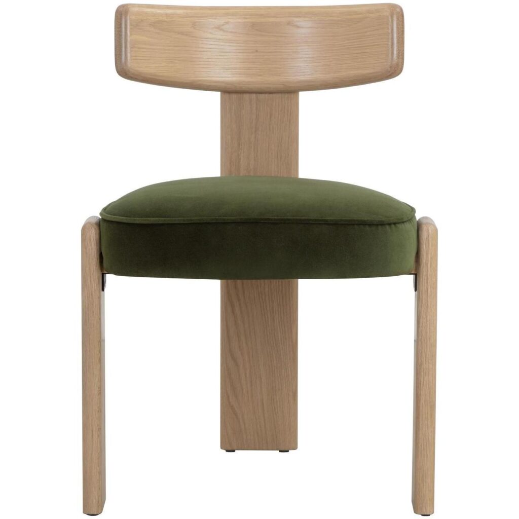 Horton Dining Chair - Rustic Oak - Forest Green - Image 2