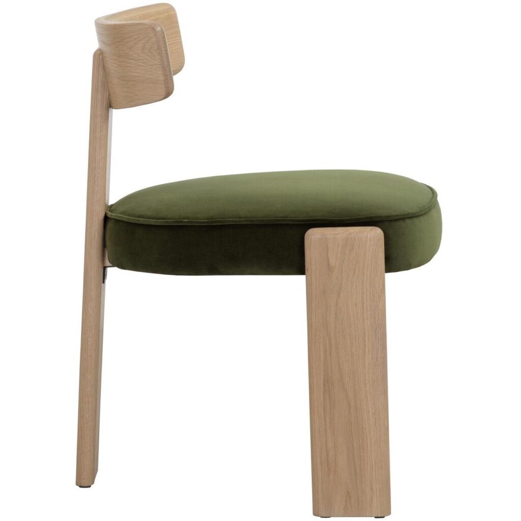 Horton Dining Chair - Rustic Oak - Forest Green - Image 3