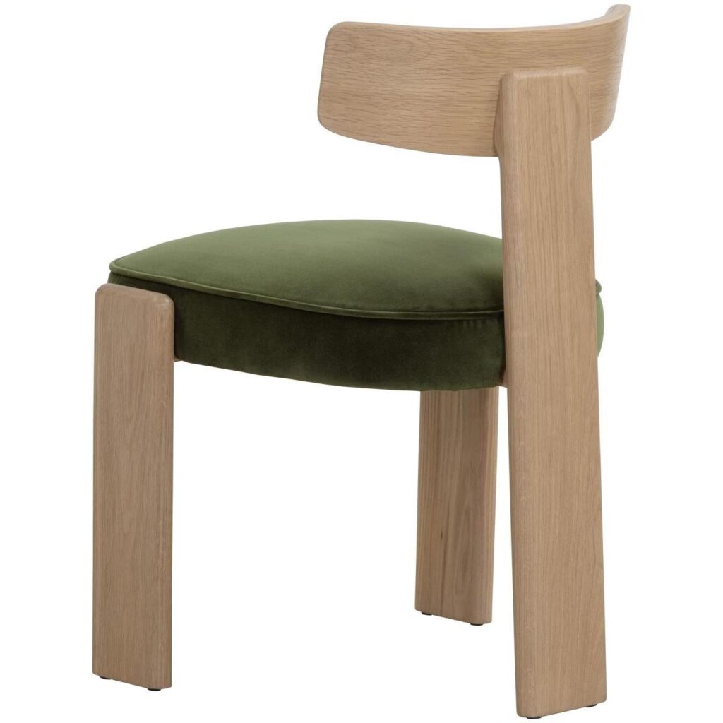 Horton Dining Chair - Rustic Oak - Forest Green - Image 4