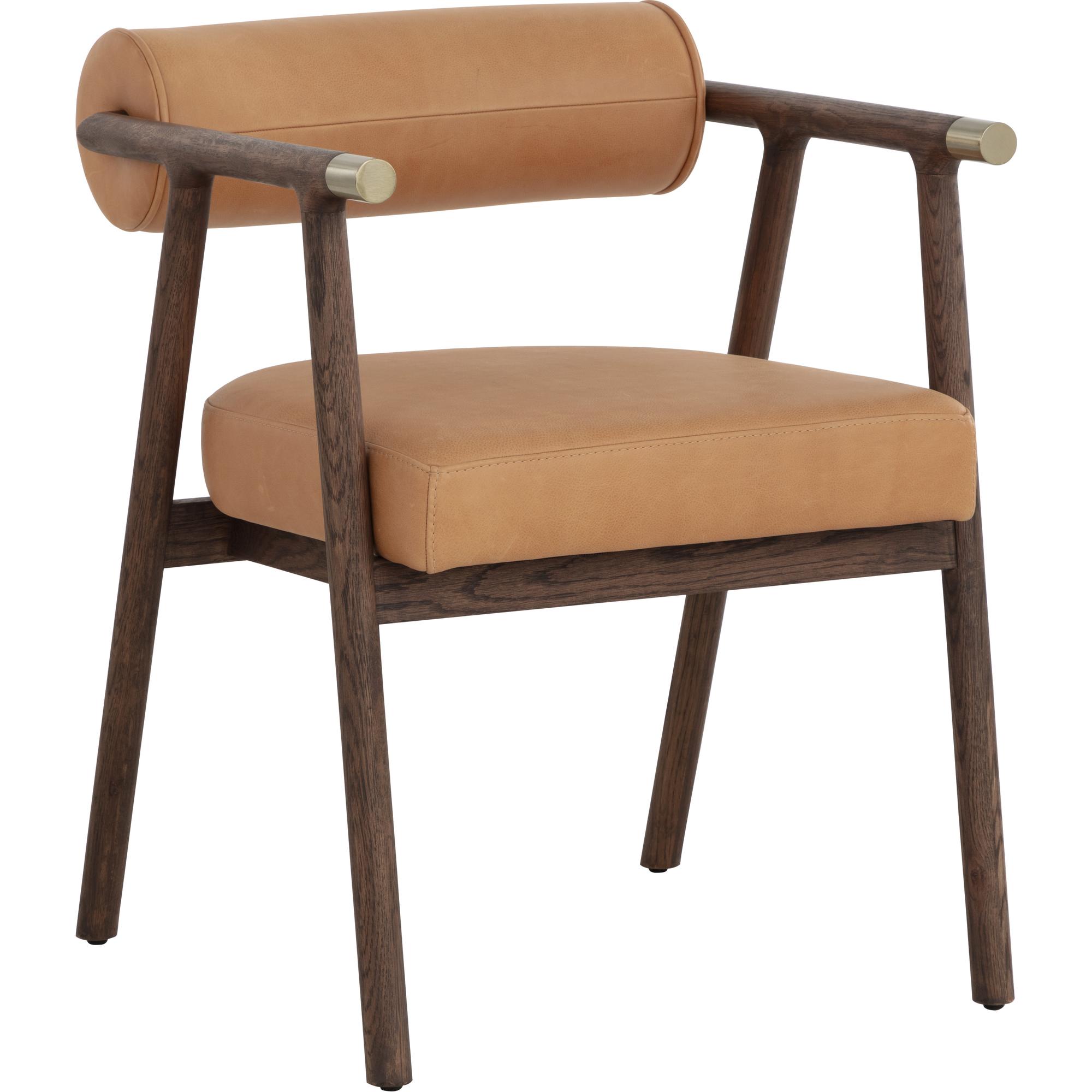 Sova Dining Armchair - Antique Brown - Sahara Camel Leather