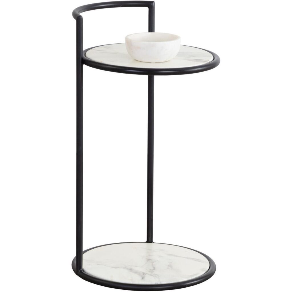 Parga End Table - Black - Marble Look