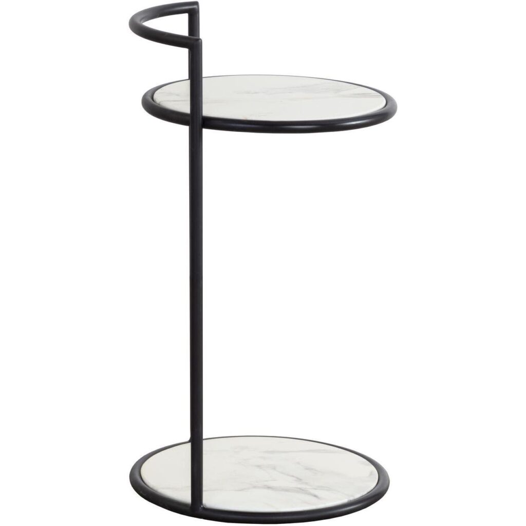 Parga End Table - Black - Marble Look - Image 3