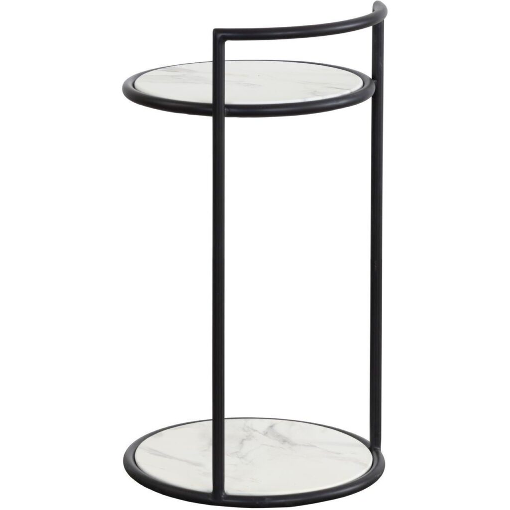 Parga End Table - Black - Marble Look - Image 4