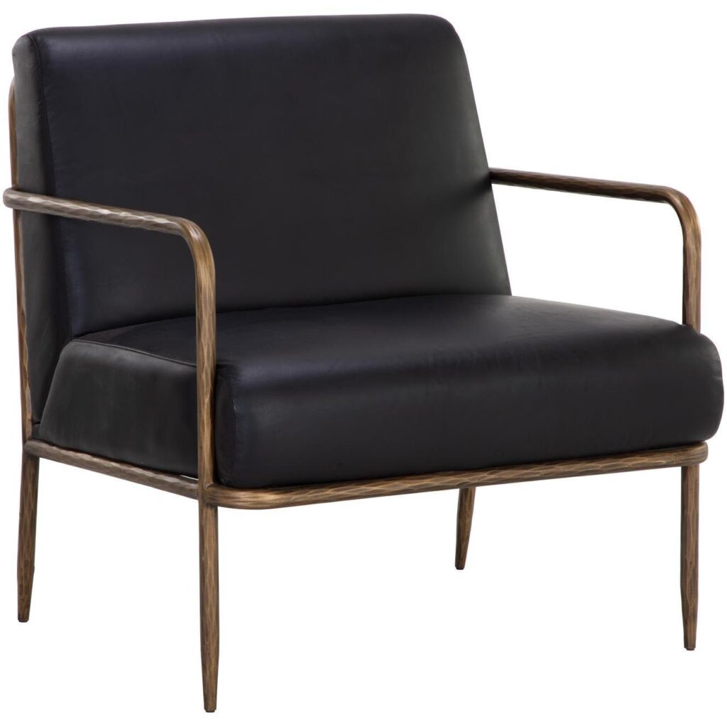 Lathan Lounge Chair - Charcoal Black Leather