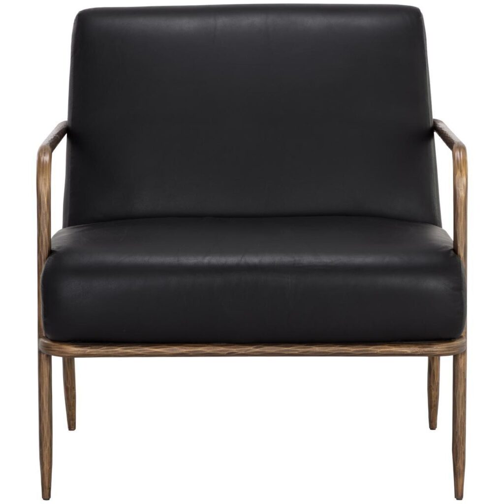 Lathan Lounge Chair - Charcoal Black Leather - Image 2