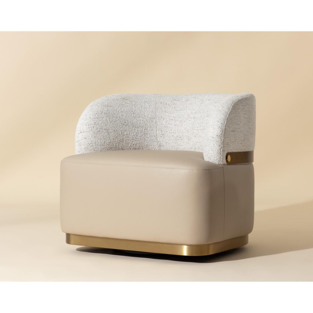 Brinda Swivel Lounge Chair - Napa Beige / Hailey Moon