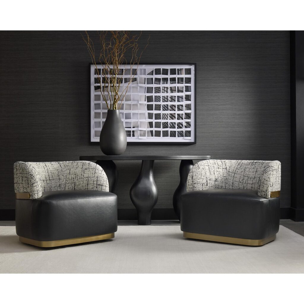 Brinda Swivel Lounge Chair - Bravo Black / Halton Birch - Image 5