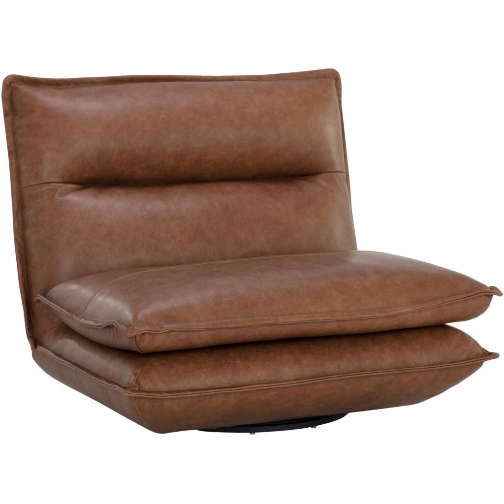 Colson Swivel Armless Chair - Cognac Leather