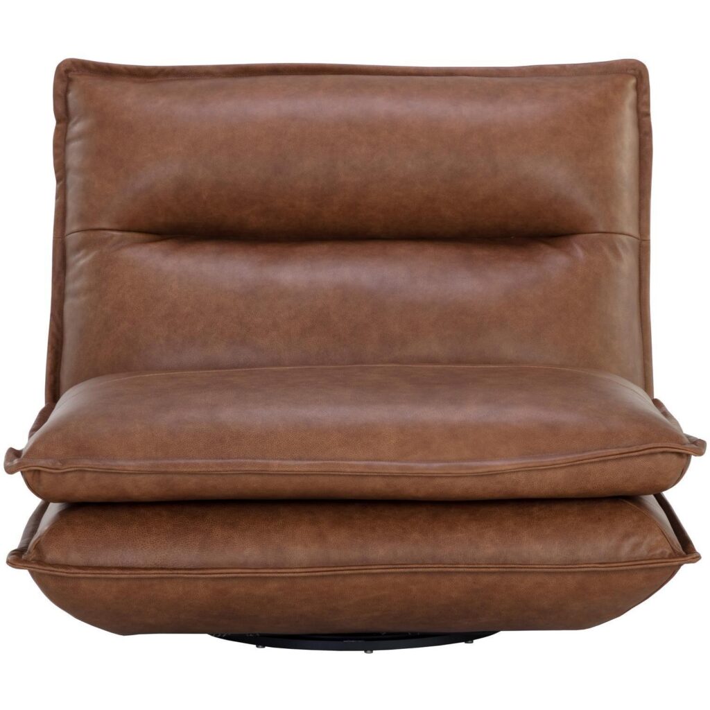 Colson Swivel Armless Chair - Cognac Leather - Image 2