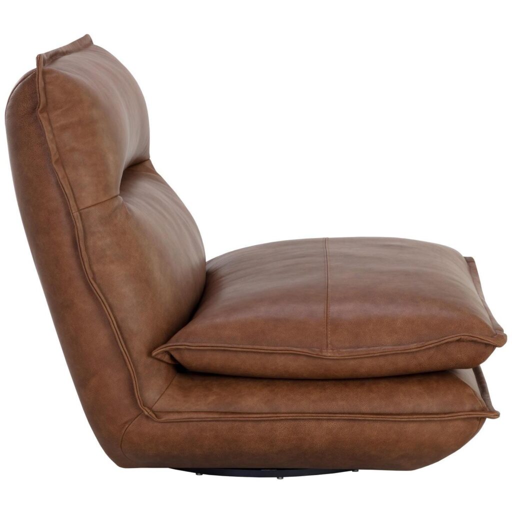 Colson Swivel Armless Chair - Cognac Leather - Image 3