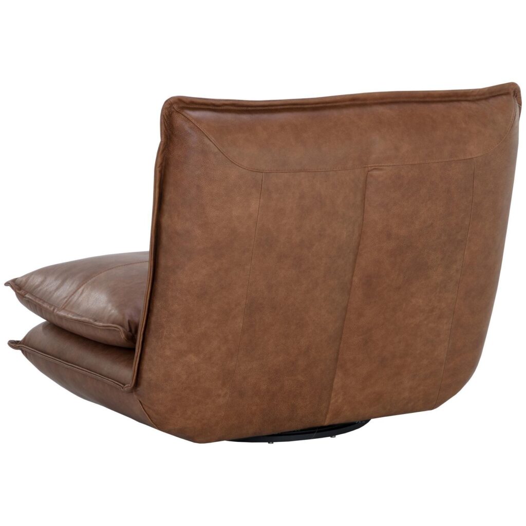 Colson Swivel Armless Chair - Cognac Leather - Image 4