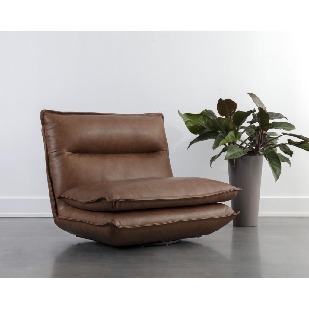 Colson Swivel Armless Chair - Cognac Leather - Image 5